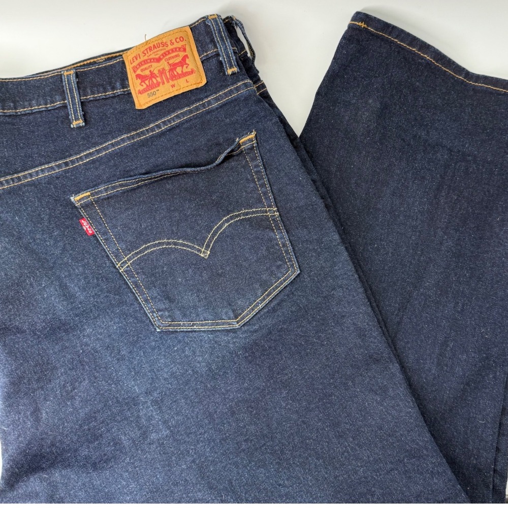 Levis 550 Relaxed Fit Tapered Leg Jeans Dark Wash Indigo 54x30 Big & Tall